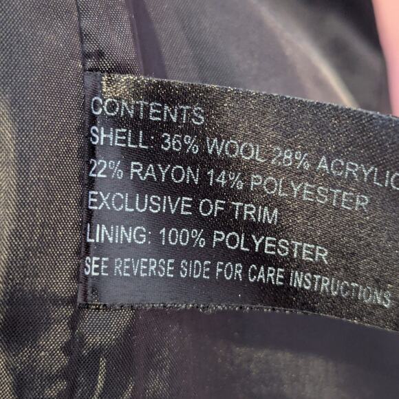 Giacca Houndstooth Wool Blend Coat Black and White Size Medium - Picture 6 of 16